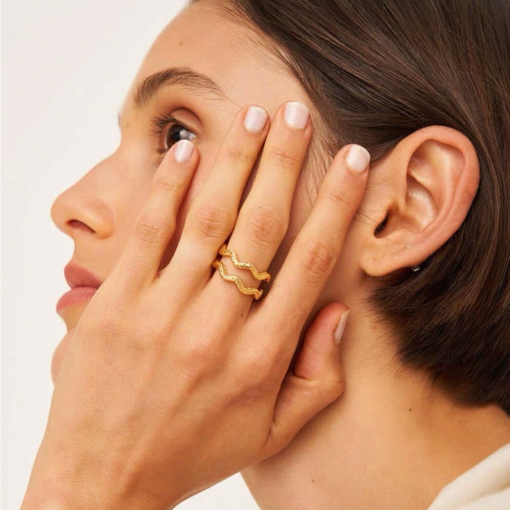 Oroton Wave Double Rings Size 7